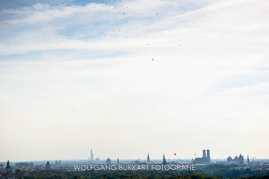 Hochzeitsfoto München, Luftballons fliegen